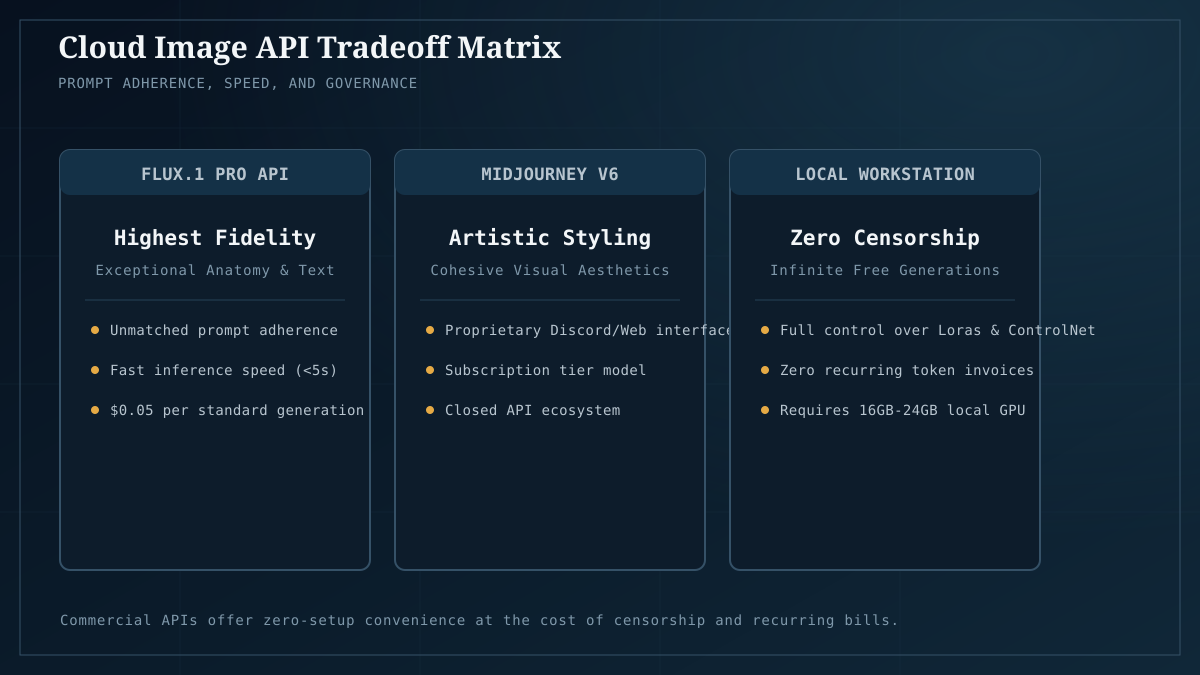 Feature and governance comparison across commercial image generation endpoints.